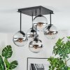 Gastor Plafonnier, Boule lumineuse Chrome, Clair, Fumé, 5 lumières