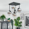 Gastor Plafonnier, Boule lumineuse Chrome, Clair, Fumé, 5 lumières