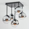 Gastor Plafonnier, Boule lumineuse Chrome, Clair, Fumé, 5 lumières