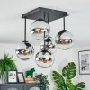 Gastor Plafonnier, Boule lumineuse Chrome, Clair, Fumé, 5 lumières