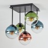 Gastor Plafonnier, Boule lumineuse Bleu, Vert, Clair, Cuivré, 5 lumières