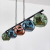 Ripoll Suspension, Boule lumineuse, Suspension Bleu, Vert, Cuivré, 5 lumières