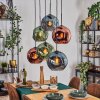 Ripoll Suspension, Boule lumineuse, Suspension Bleu, Vert, Cuivré, 6 lumières