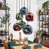 Ripoll Suspension, Boule lumineuse, Suspension Bleu, Vert, Cuivré, 6 lumières