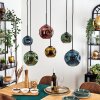 Ripoll Suspension, Boule lumineuse, Suspension Bleu, Or, Vert, Cuivré, 6 lumières