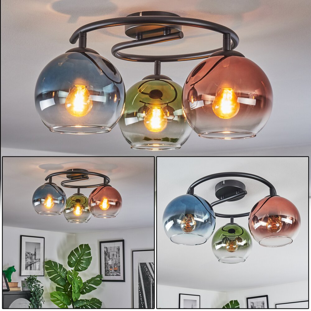 Koyoto Plafonnier, Boule lumineuse 37 cm Bleu, Vert, Clair, Cuivré, 3 lumières main product photo