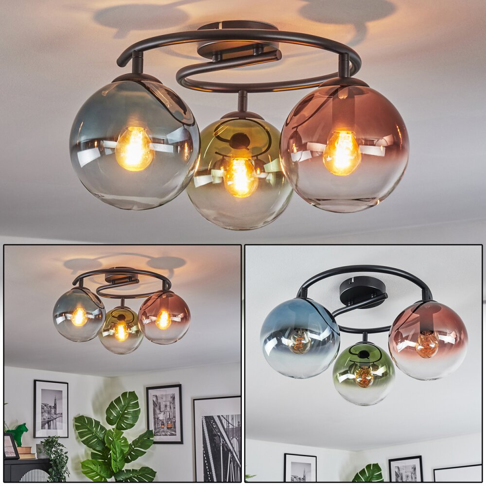 Gastor Plafonnier, Boule lumineuse 37 cm Bleu, Vert, Clair, Cuivré, 3 lumières main product photo