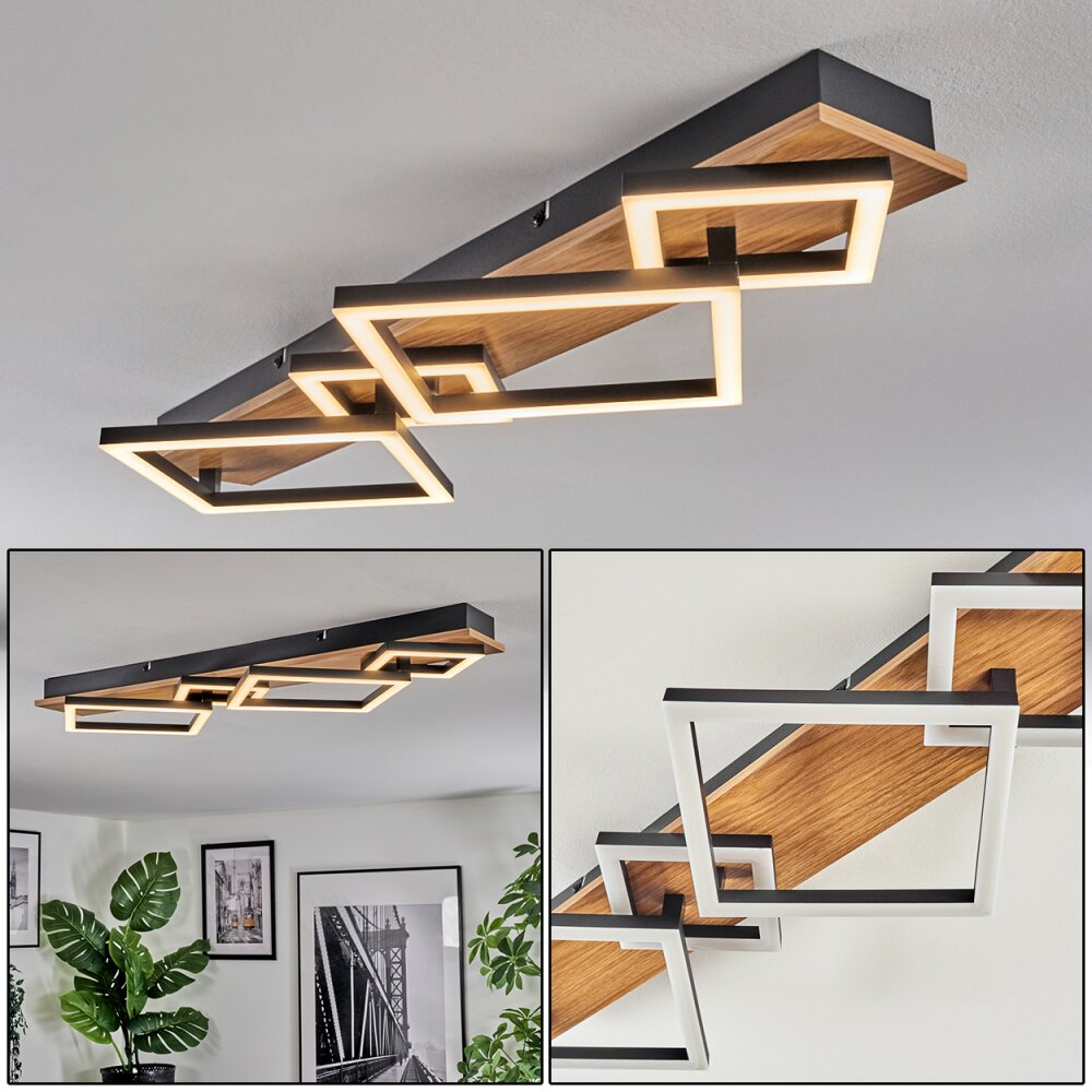 Cabanas Plafonnier LED Couleur bois, Noir, 1 lumière main product photo