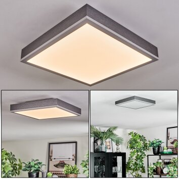 Salmi Plafonnier, Panel LED Gris, Argenté, 1 lumière