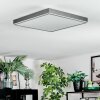 Salmi Plafonnier, Panel LED Gris, Argenté, 1 lumière, Télécommandes