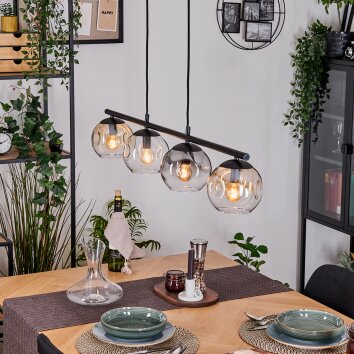 Ripoll Suspension, Boule lumineuse, Suspension Ambre, Clair, Fumé, 4 lumières