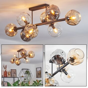 Ripoll Plafonnier, Boule lumineuse Ambre, Clair, Fumé, 8 lumières