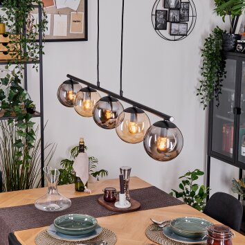 Gastor Suspension, Boule lumineuse, Suspension Ambre, Fumé, 5 lumières