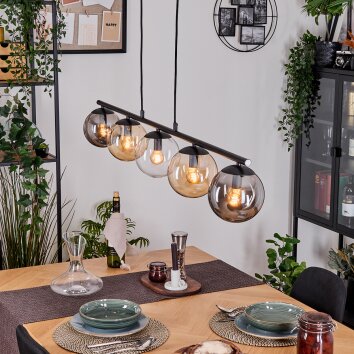 Gastor Suspension, Boule lumineuse, Suspension Ambre, Clair, Fumé, 5 lumières