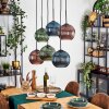 Koyoto Suspension, Boule lumineuse, Suspension Bleu, Vert, Cuivré, 6 lumières
