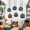 Koyoto Suspension, Boule lumineuse, Suspension Bleu, Vert, Cuivré, 6 lumières