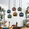 Koyoto Suspension, Boule lumineuse, Suspension Bleu, Or, Vert, Cuivré, 6 lumières
