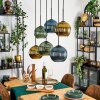 Koyoto Suspension, Boule lumineuse, Suspension Bleu, Or, Vert, 6 lumières