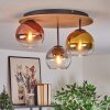 Koyoto Plafonnier, Boule lumineuse 40 cm Brun, Couleur bois, Noir, 3 lumières