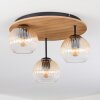 Koyoto Plafonnier, Boule lumineuse Brun, Couleur bois, Noir, 3 lumières
