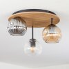 Ripoll Plafonnier, Boule lumineuse Brun, Couleur bois, Noir, 3 lumières