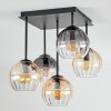 Koyoto Plafonnier, Boule lumineuse Ambre, Clair, Fumé, 5 lumières