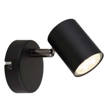Walters Plafonnier, Spot de plafond, Applique murale, Spot mural Luminaires Globo Lighting Noir, 1 lumière