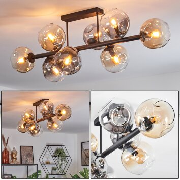 Ripoll Plafonnier, Boule lumineuse Ambre, Clair, Fumé, 8 lumières