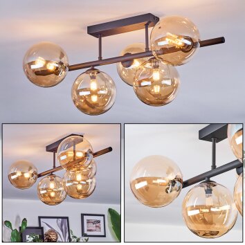 Chehalis Plafonnier, Boule lumineuse Ambre, 5 lumières