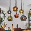 Ripoll Suspension, Boule lumineuse, Suspension Bleu, Or, Vert, Cuivré, 6 lumières