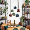 Ripoll Suspension, Boule lumineuse, Suspension Bleu, Vert, Cuivré, 6 lumières