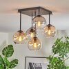Koyoto Plafonnier, Boule lumineuse 37 cm Ambre, Clair, Fumé, 5 lumières