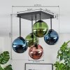 Gastor Plafonnier, Boule lumineuse Bleu, Vert, Cuivré, 5 lumières