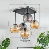 Koyoto Plafonnier, Boule lumineuse 37 cm Ambre, Fumé, 5 lumières