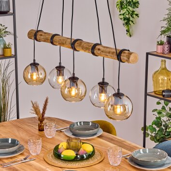 Koyoto Suspension, Boule lumineuse, Suspension Écru, Noir, 5 lumières