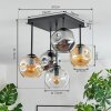 Ripoll Plafonnier, Boule lumineuse Ambre, Clair, Fumé, 5 lumières