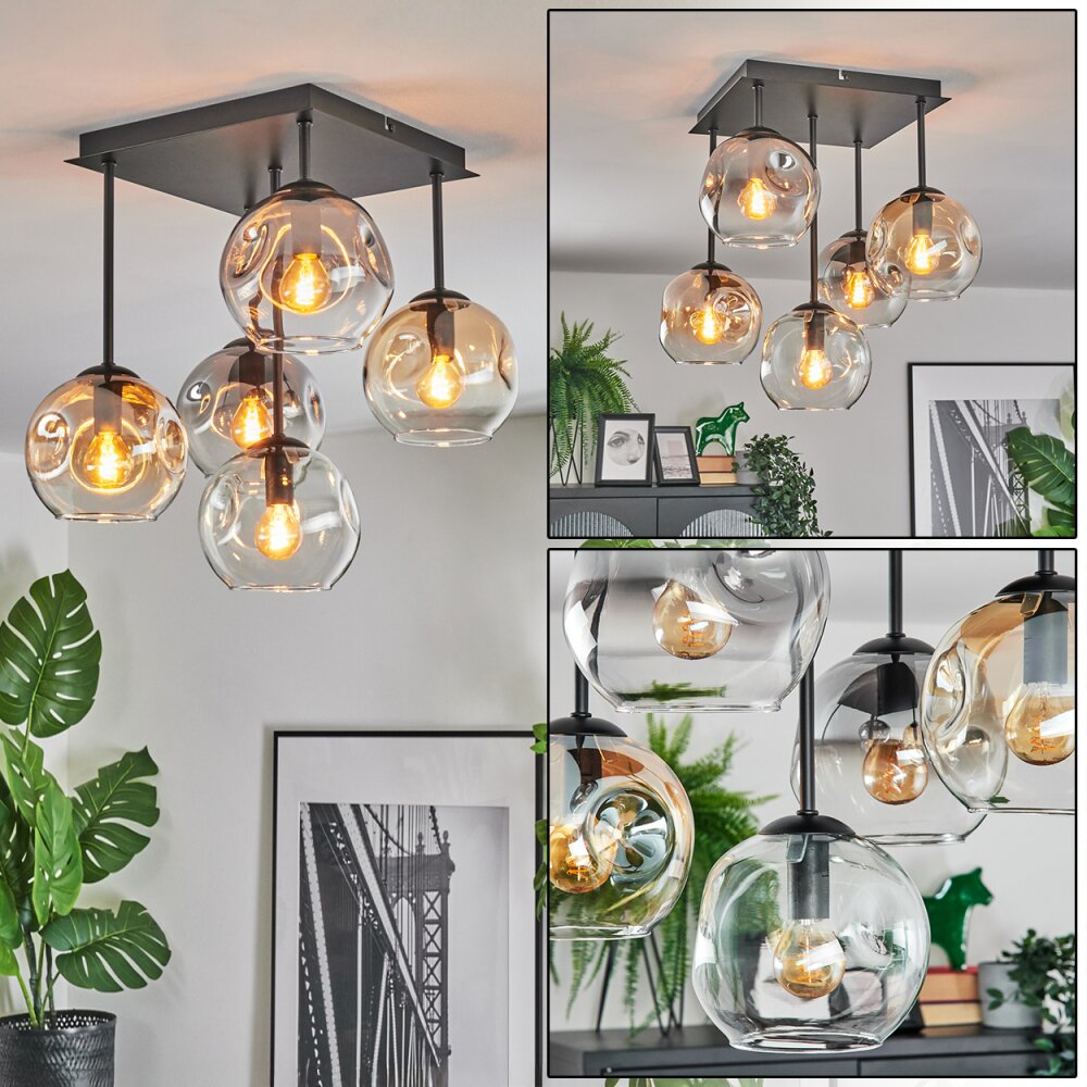 Ripoll Plafonnier, Boule lumineuse Ambre, Clair, Fumé, 5 lumières main product photo