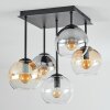 Koyoto Plafonnier, Boule lumineuse Ambre, Chrome, Clair, Fumé, 5 lumières