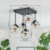 Koyoto Plafonnier, Boule lumineuse Chrome, Clair, Fumé, 5 lumières