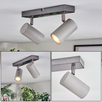 Javel Plafonnier, Spot de plafond Chrome, Gris, 2 lumières