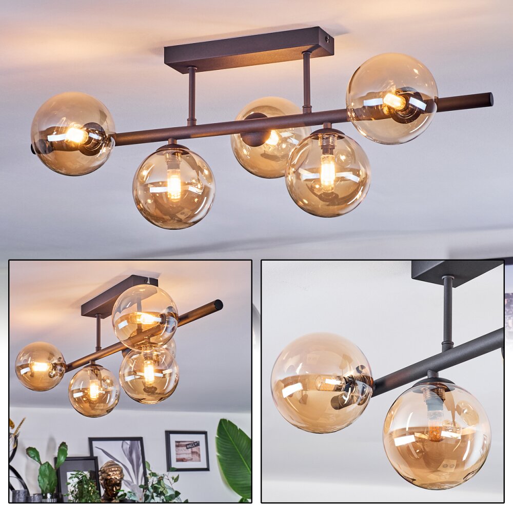 Chehalis Plafonnier, Boule lumineuse Ambre, 5 lumières main product photo