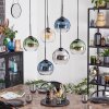 Koyoto Suspension, Boule lumineuse, Suspension Ambre, Bleu, Vert, Clair, Fumé, 6 lumières