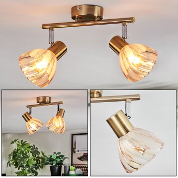 Saire Plafonnier, Spot de plafond Chrome, Laiton, 2 lumières
