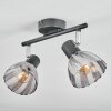 Saire Plafonnier, Spot de plafond Chrome, Noir, 2 lumières
