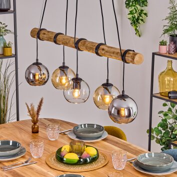Koyoto Suspension, Boule lumineuse, Suspension Écru, Noir, 5 lumières
