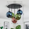 Gastor Plafonnier, Boule lumineuse Bleu, Vert, Cuivré, 5 lumières