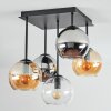 Koyoto Plafonnier, Boule lumineuse Ambre, Chrome, Clair, Fumé, 5 lumières