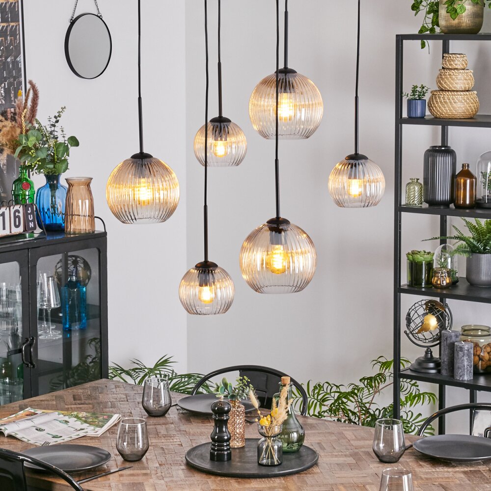 Koyoto Suspension, Boule lumineuse, Suspension Ambre, Clair, 6 lumières main product photo