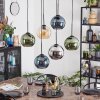 Koyoto Suspension, Boule lumineuse, Suspension Ambre, Bleu, Chrome, Vert, Fumé, 6 lumières