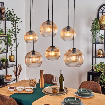Koyoto Suspension, Boule lumineuse, Suspension Ambre, Clair, 6 lumières